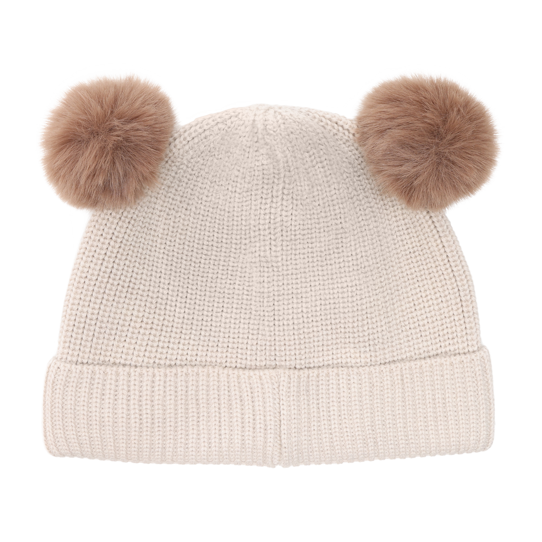 HUTTEliHUT | Beanie Wool Knit Pompoms - Sand Melange