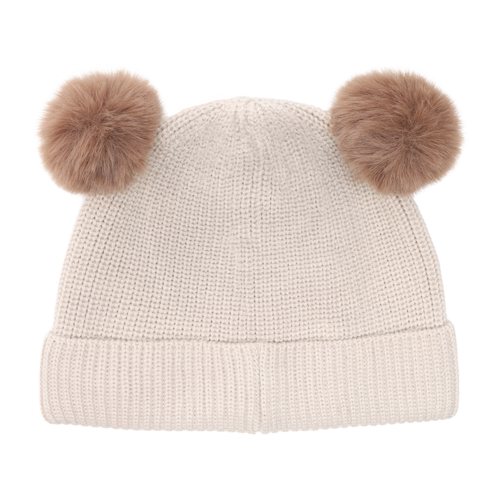 HUTTEliHUT | Beanie Wool Knit Pompoms - Sand Melange