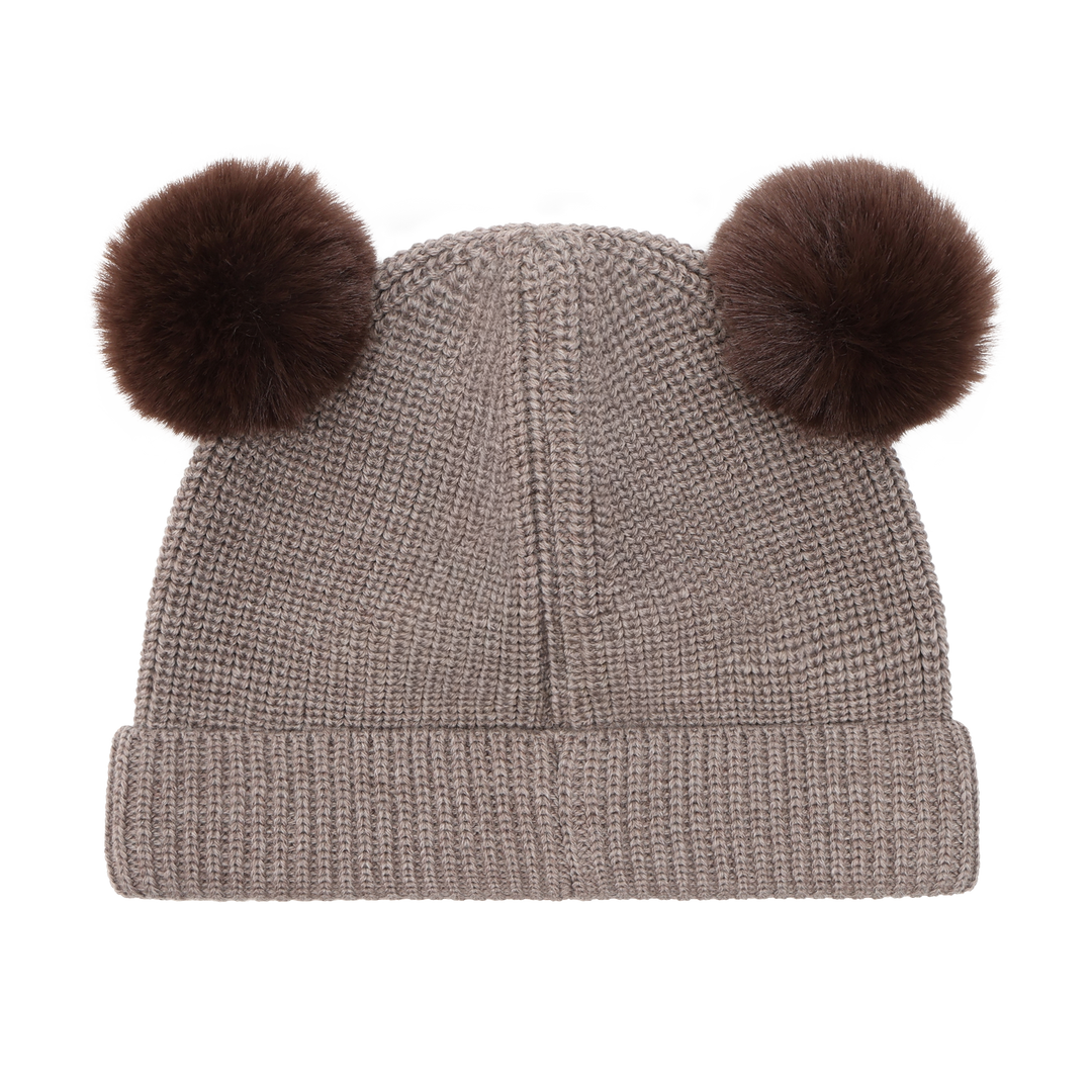 HUTTEliHUT | Beanie Wool Knit Pompoms - Cinder Melange