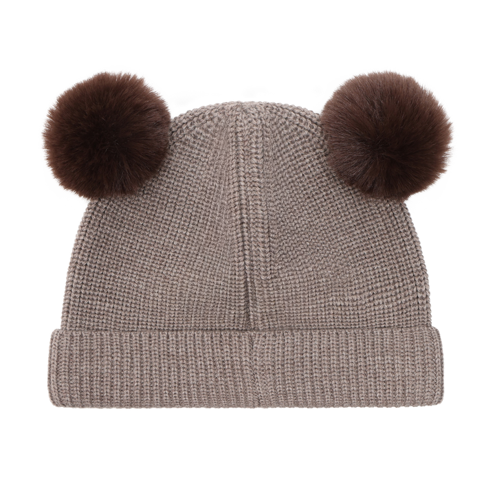 HUTTEliHUT | Beanie Wool Knit Pompoms - Cinder Melange