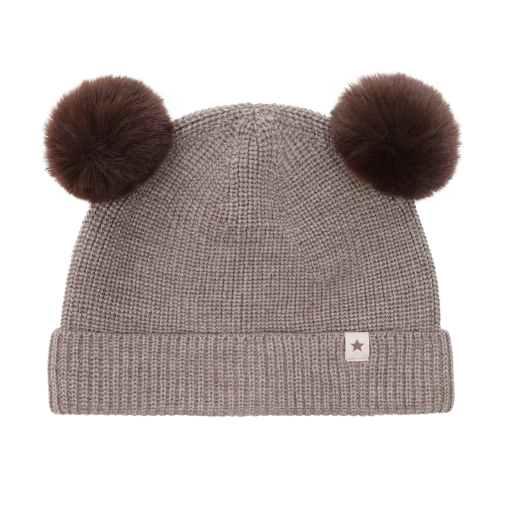HUTTEliHUT | Beanie Wool Knit Pompoms - Cinder Melange