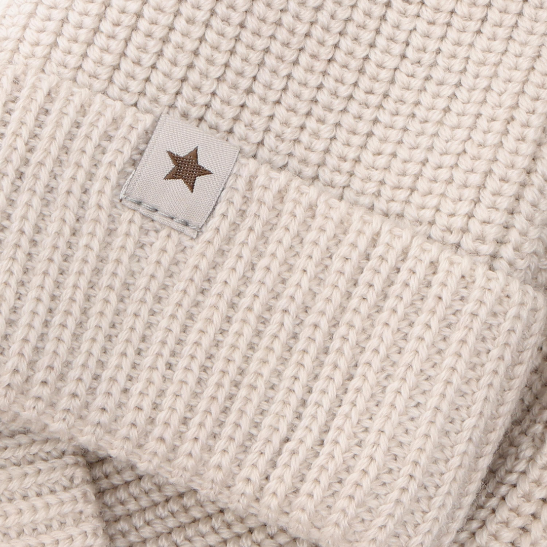 HUTTEliHUT | Beanie Wool Knit Pompoms - Sand Melange