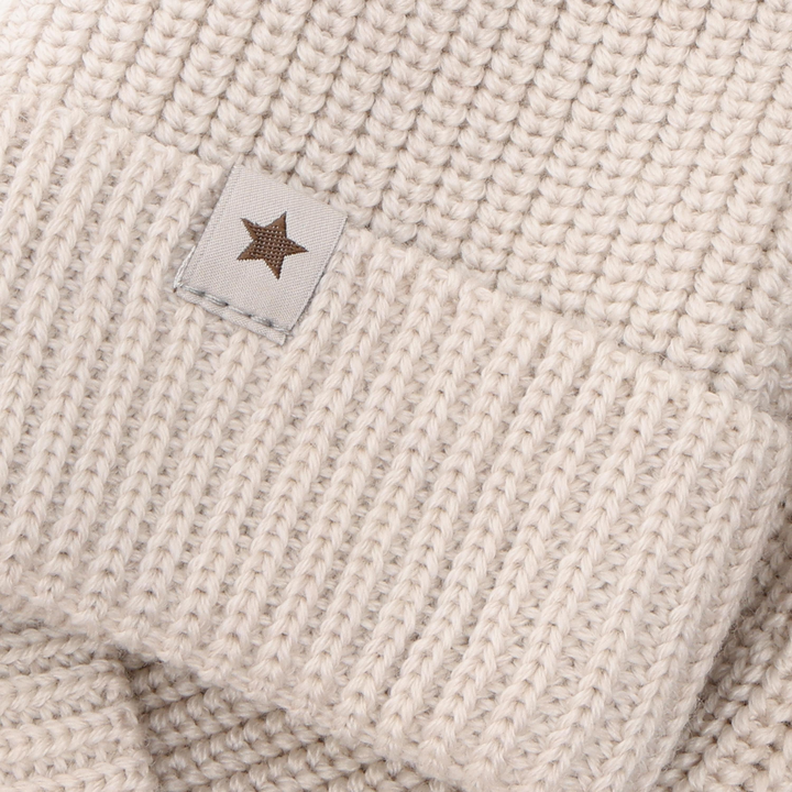 HUTTEliHUT | Beanie Wool Knit Pompoms - Sand Melange