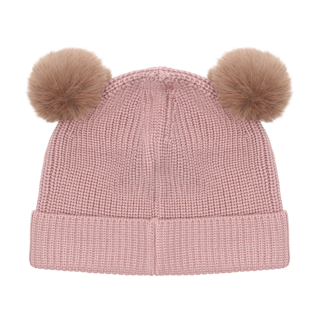 HUTTEliHUT | Beanie Wool Knit Pompoms - Woodrose