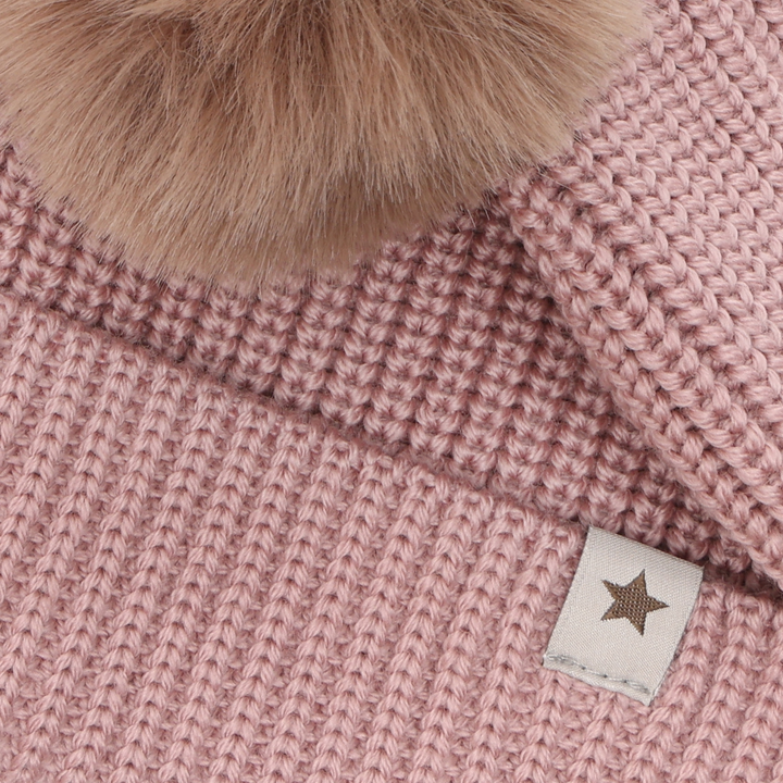 HUTTEliHUT | Beanie Wool Knit Pompoms - Woodrose