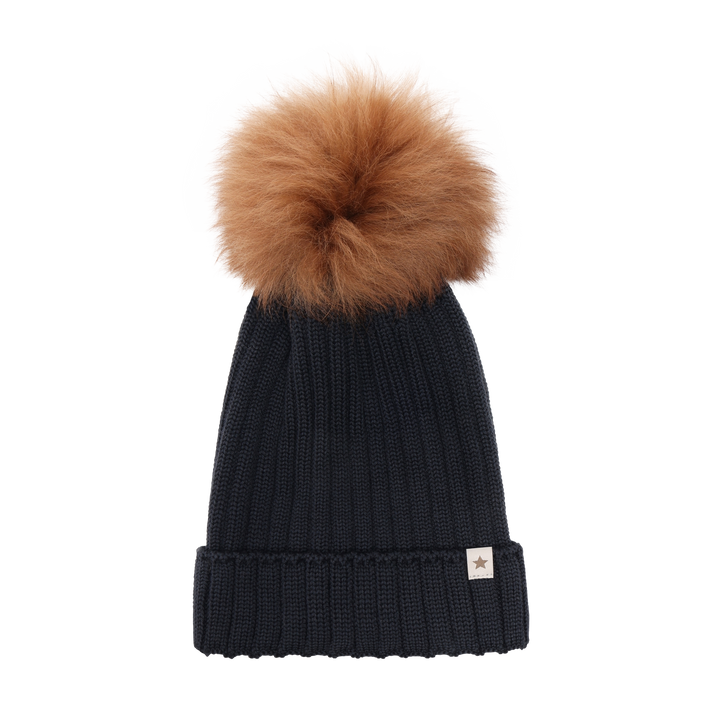 HUTTEliHUT | Hat Knit Alpaca Pompom - Dark Navy