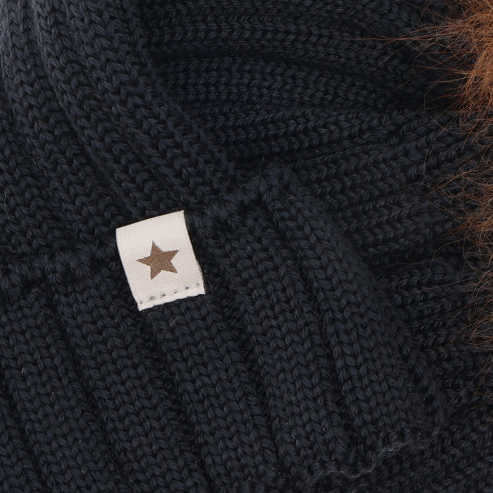 HUTTEliHUT | Hat Knit Alpaca Pompom - Dark Navy