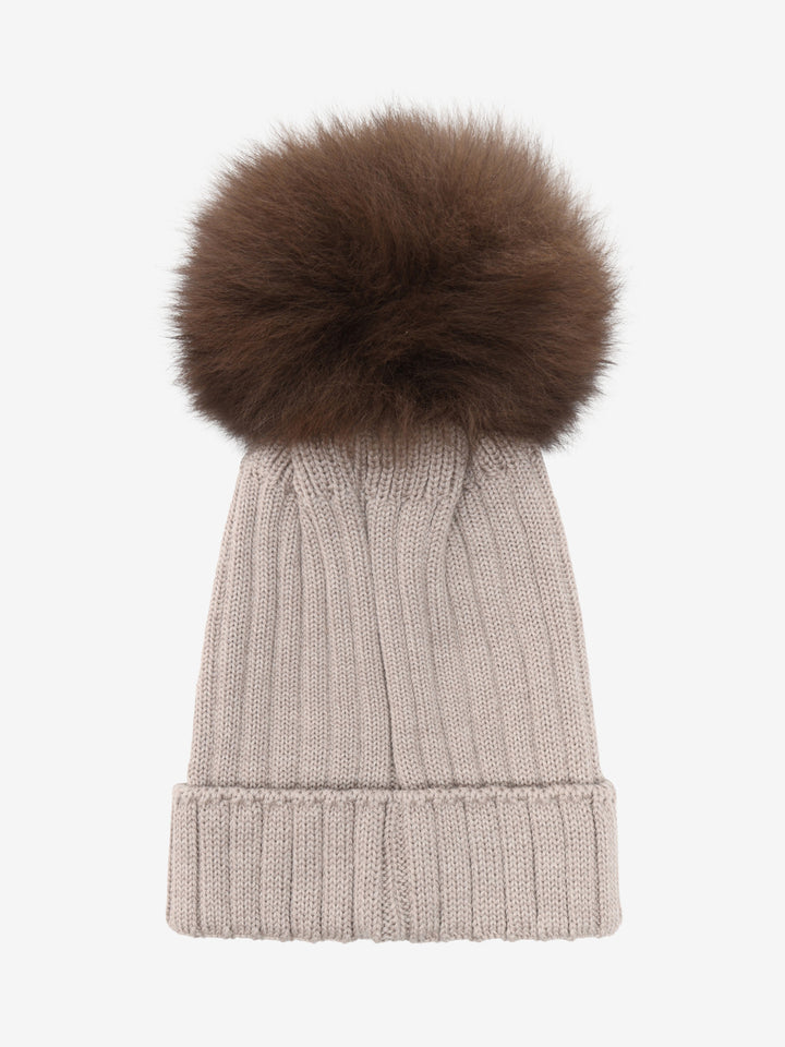 HUTTEliHUT | Hat Knit Alpaca Pompom - Camel Melange