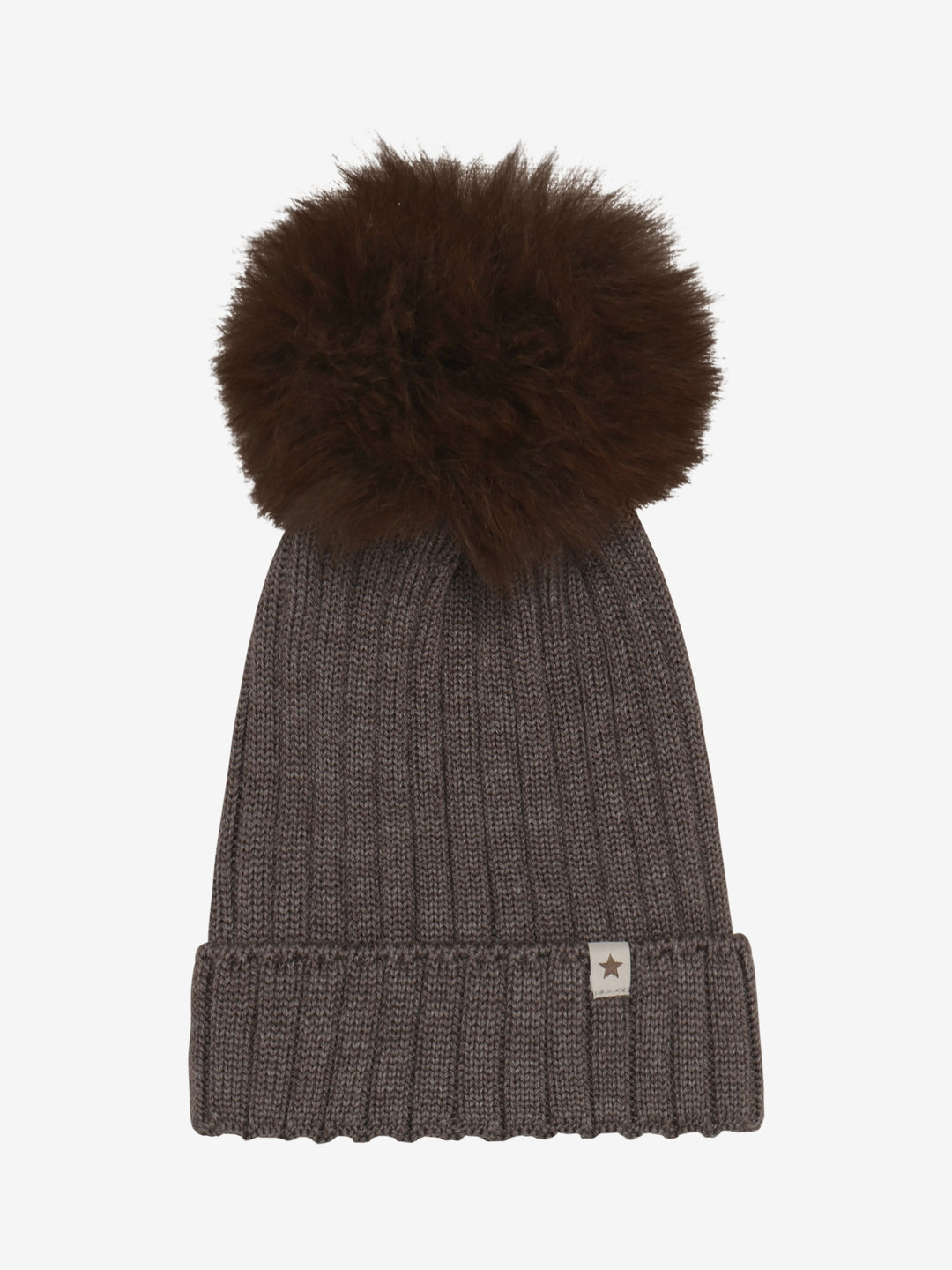 HUTTEliHUT | Hat Knit Alpaca Pompom - Brown Melange