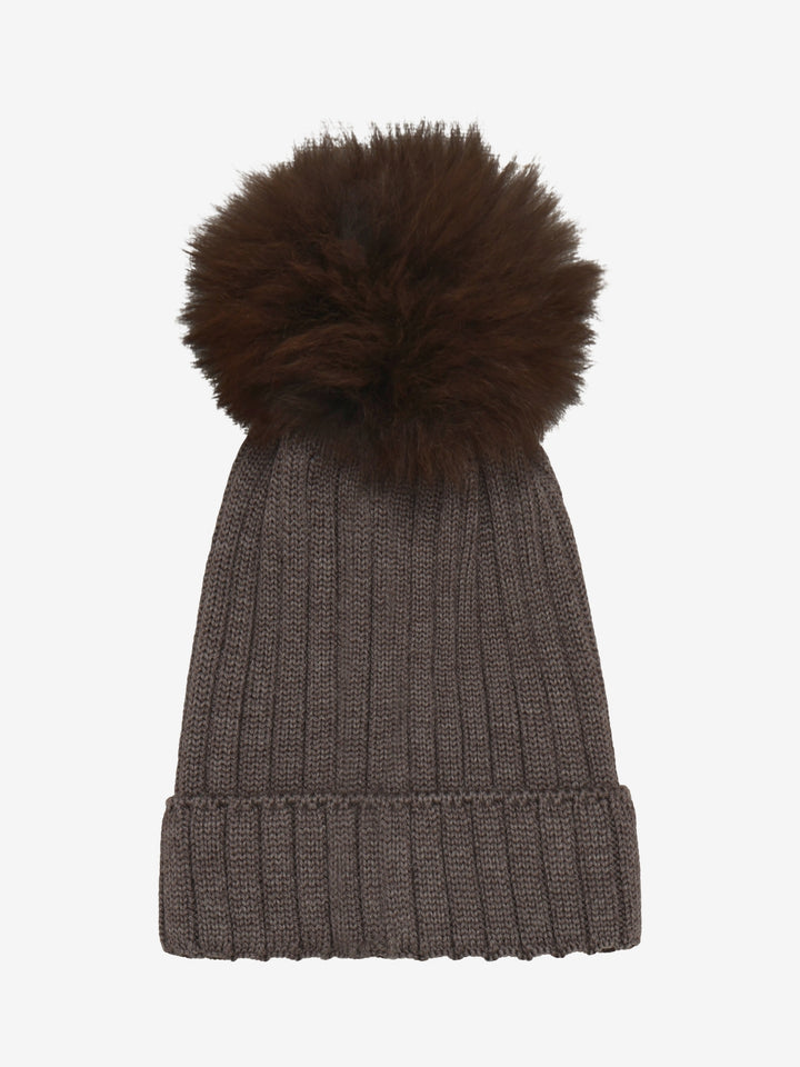HUTTEliHUT | Hat Knit Alpaca Pompom - Brown Melange