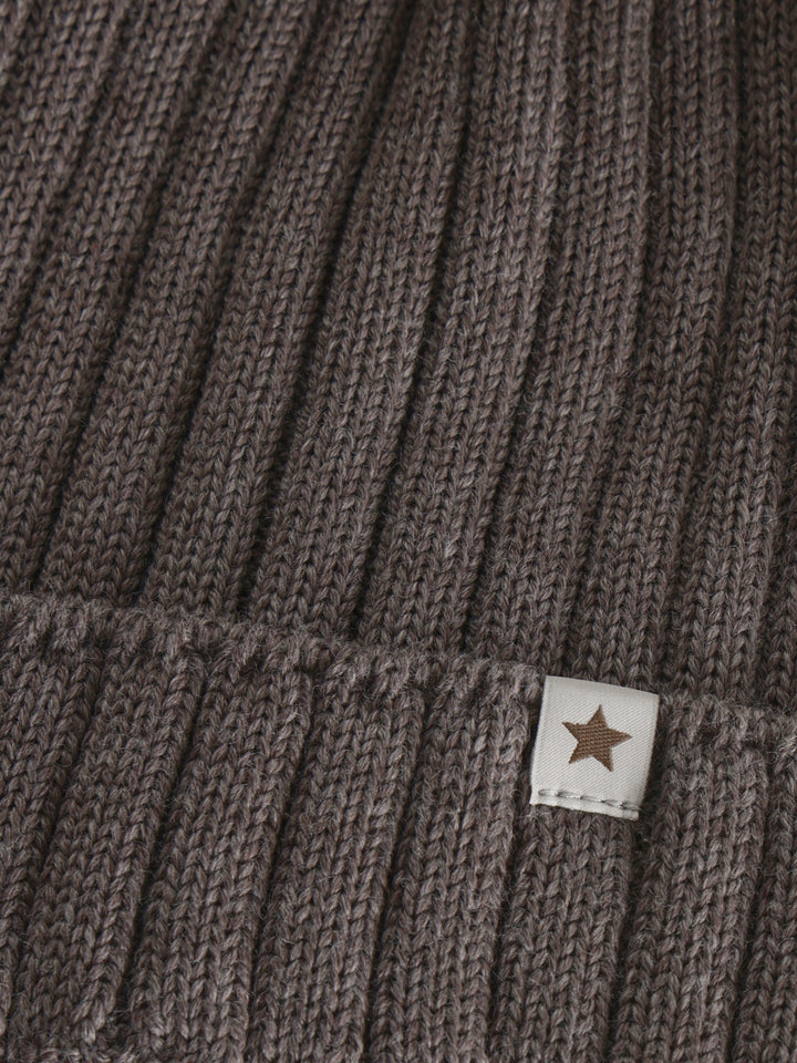 HUTTEliHUT | Hat Knit Alpaca Pompom - Brown Melange