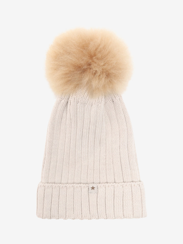 HUTTEliHUT | Hat Knit Alpaca Pompom - Sand Melange