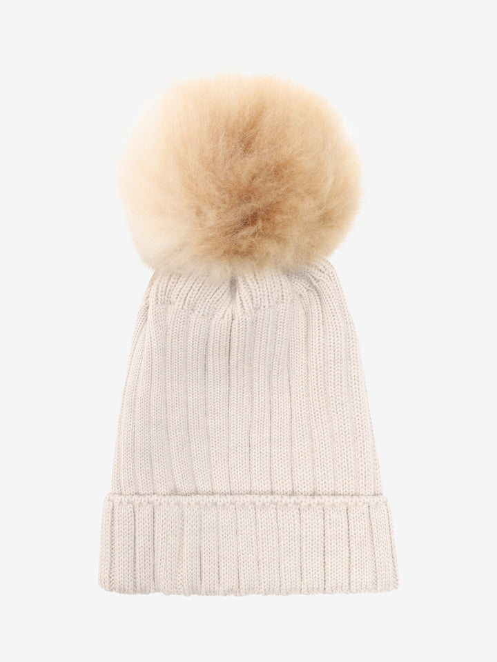 HUTTEliHUT | Hat Knit Alpaca Pompom - Sand Melange