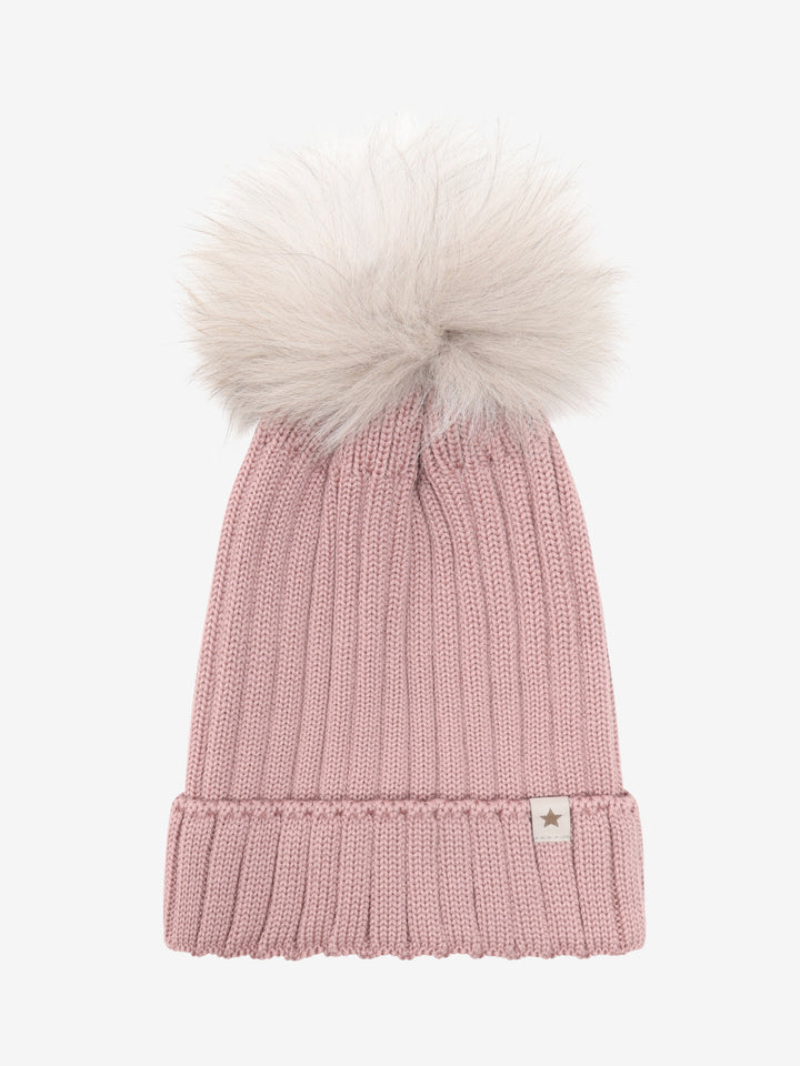 HUTTEliHUT | Hat Knit Alpaca Pompom - Woodrose