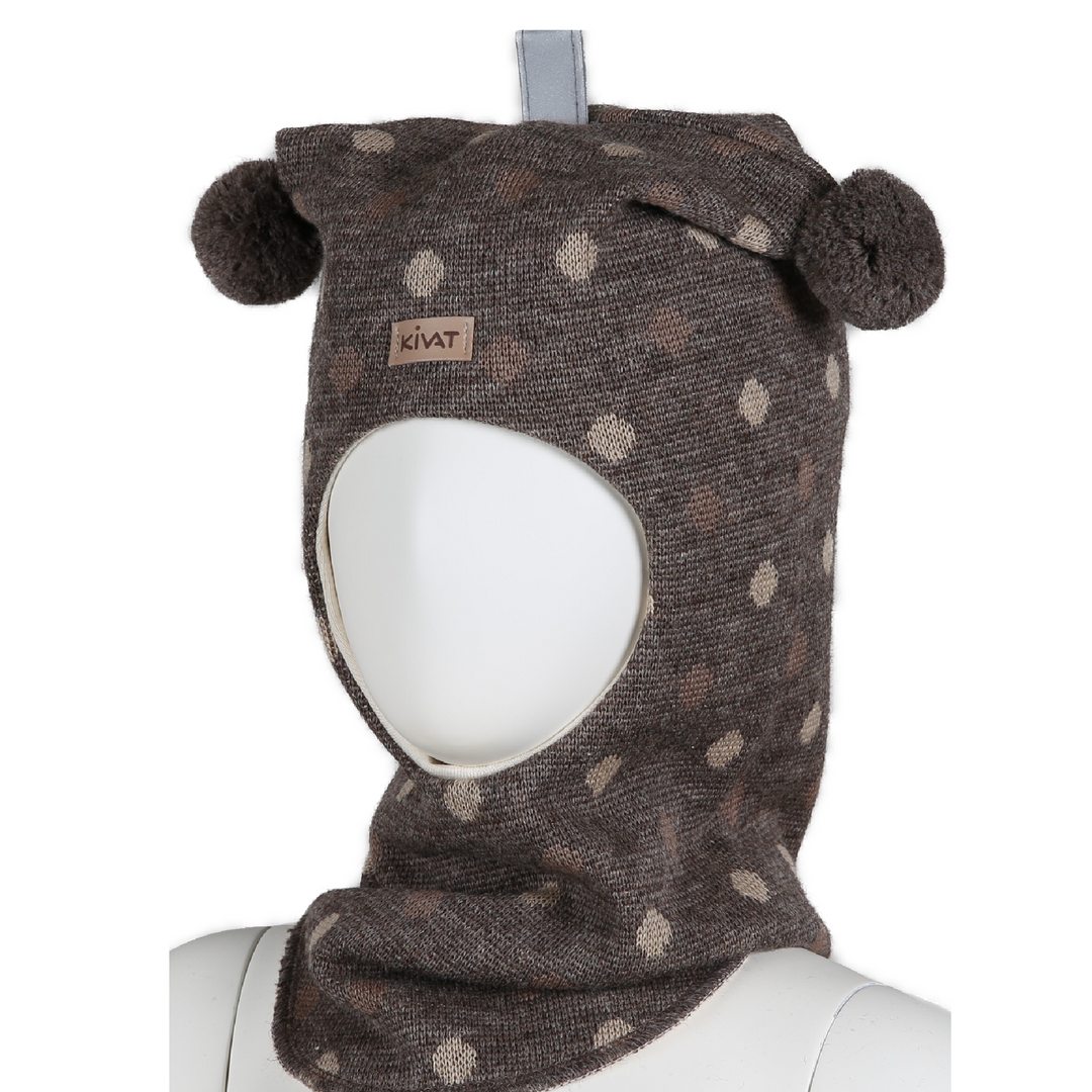 Kivat | Ull balaklava prikkemønster – Brunmelert/lys beige