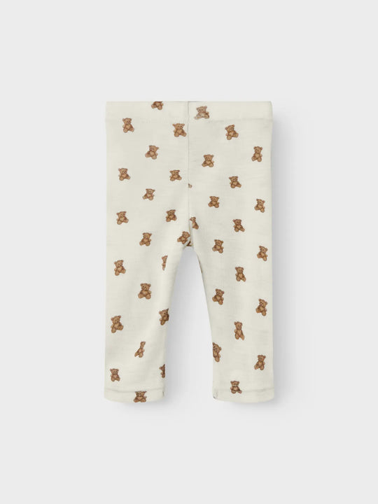 Lil' Atelier Baby WOOL NALU SLIM LEGGING - Turtledove Melange | Teddybear - Torgunns Barneklær AS
