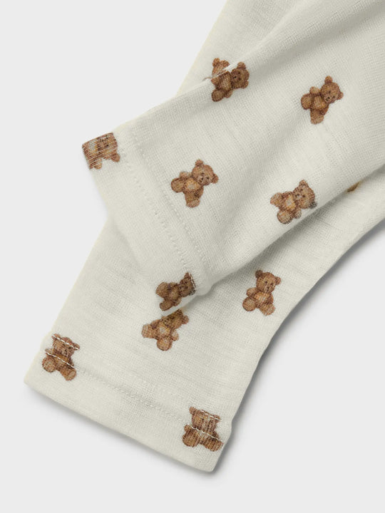Lil' Atelier Baby WOOL NALU SLIM LEGGING - Turtledove Melange | Teddybear - Torgunns Barneklær AS
