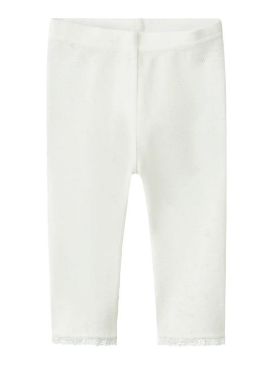 name it baby WANG WOOL NEEDLE LEGGING SOLID NOOS - Snow White - Torgunns Barneklær AS