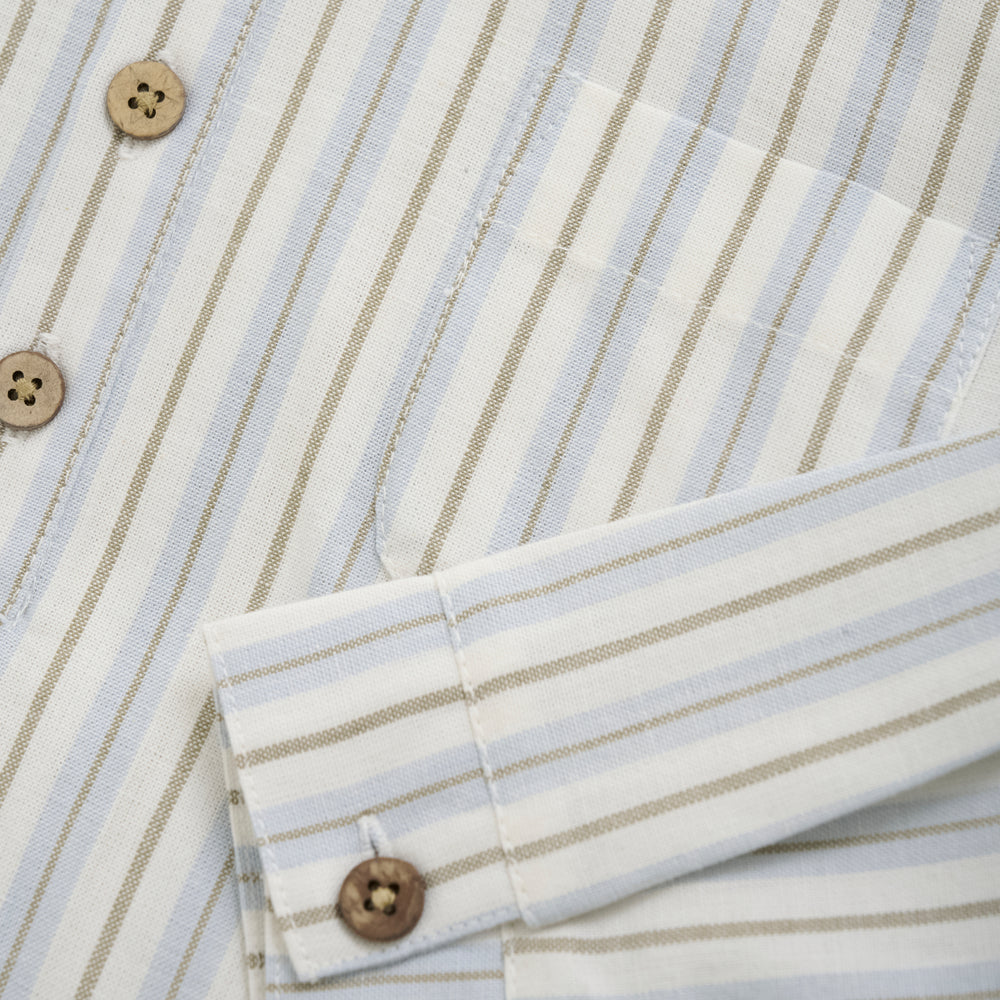 HUTTEliHUT Shirt LS Woven Stripe - Silver Sage - Torgunns Barneklær AS