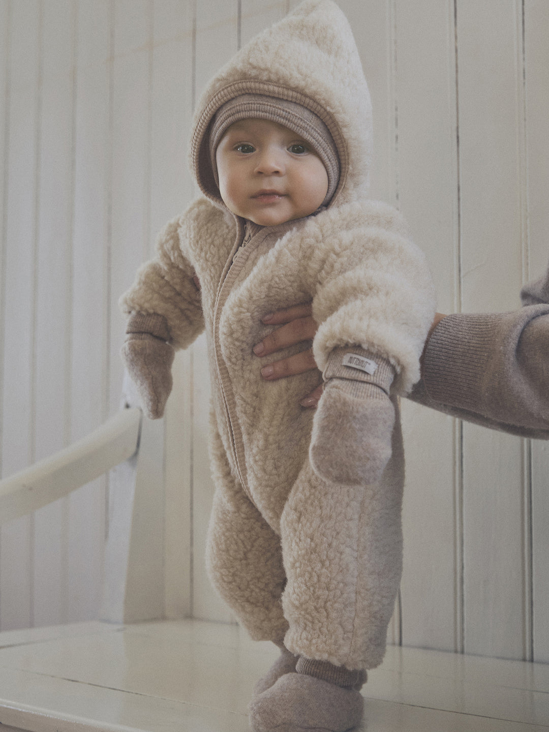 HUTTEliHUT | Ulldress Teddy med fôr - Cement
