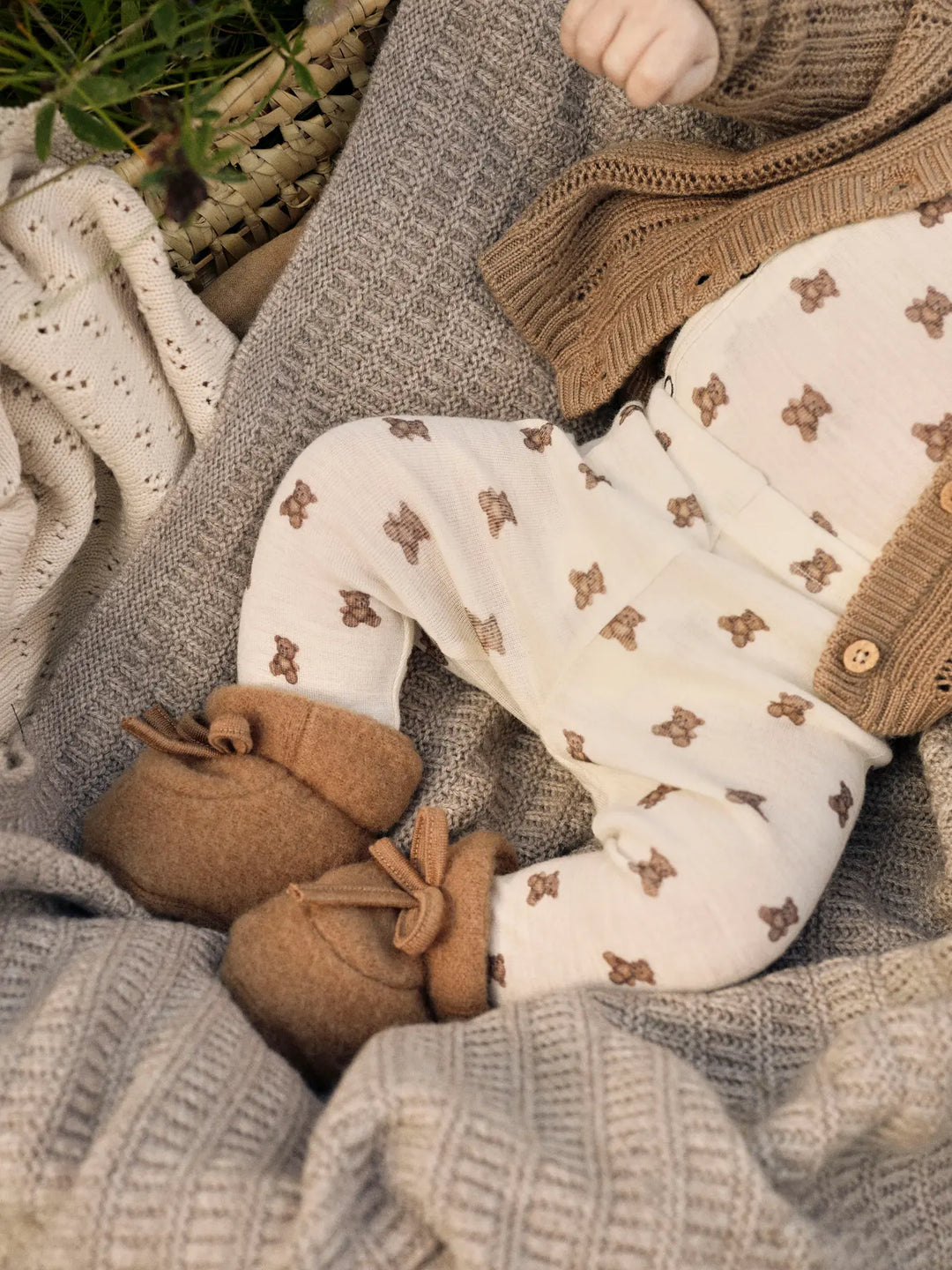 Lil' Atelier Baby WOOL NALU SLIM LEGGING - Turtledove Melange | Teddybear - Torgunns Barneklær AS