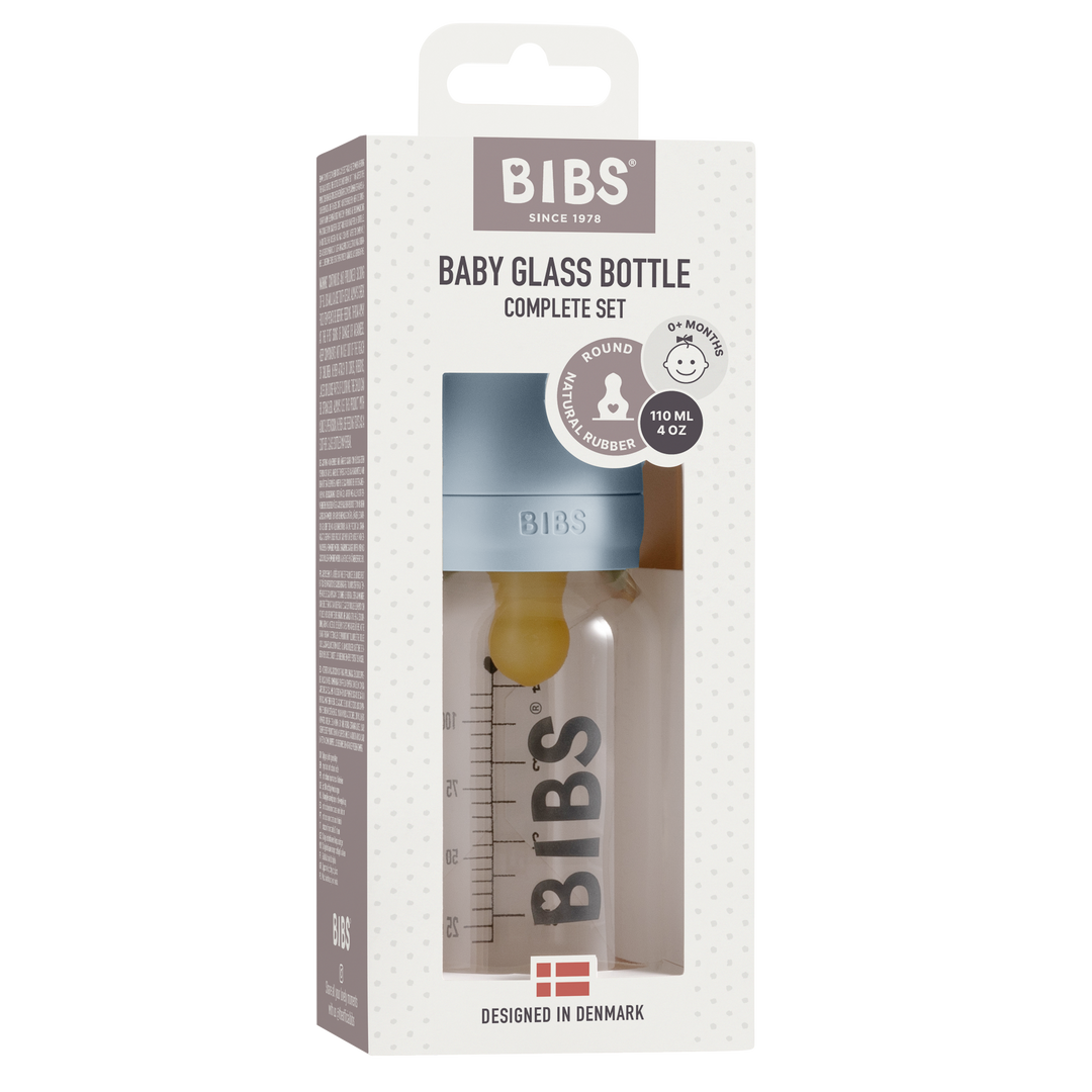 BIBS Baby Glass Bottle Complete Set | Baby Blue - Torgunns Barneklær AS