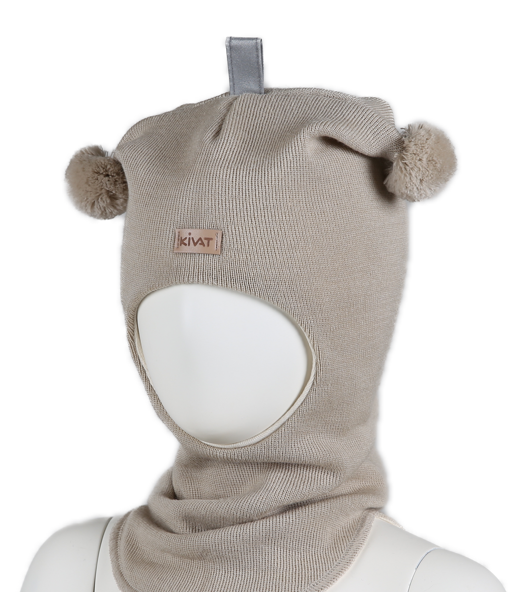 Kivat | Ull balaklava med dusker – Latte