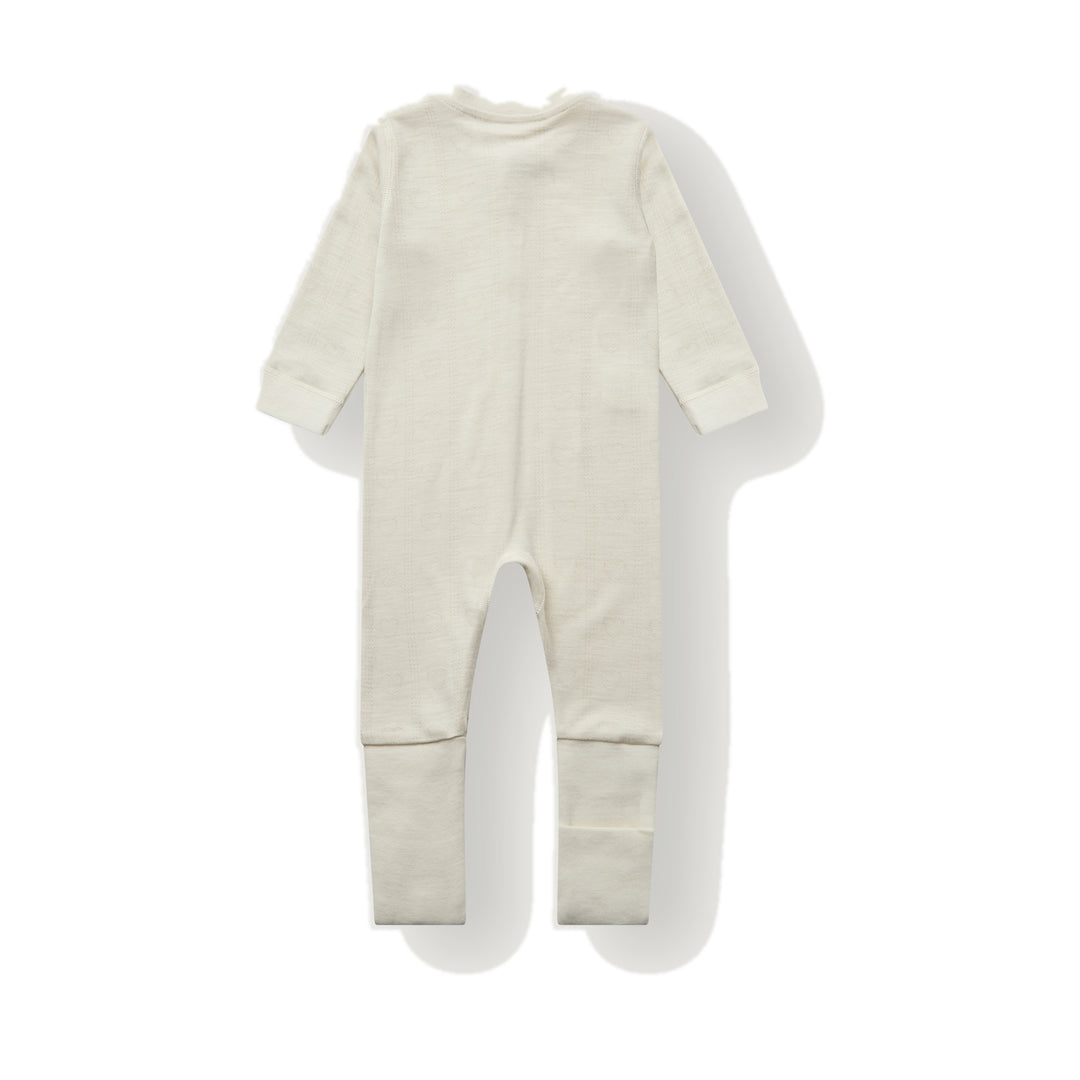 Hust &amp; Claire | Manu Zip Pointelle Ull/Bambus Heldress - Ivory