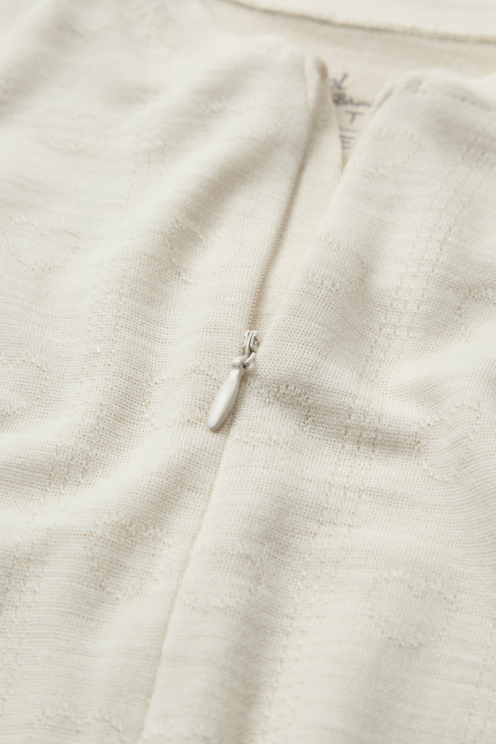 Hust &amp; Claire | Manu Zip Pointelle Ull/Bambus Heldress - Ivory
