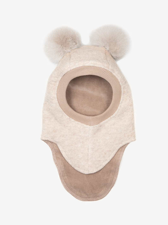 HUTTEliHUT | Balaclava Wool Alpaca Pompoms - Sand Melange