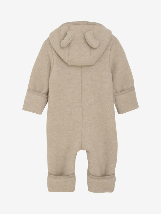 HUTTEliHUT | Pram Suit Ears Wool Fleece - Camel Melange - Torgunns Barneklær AS