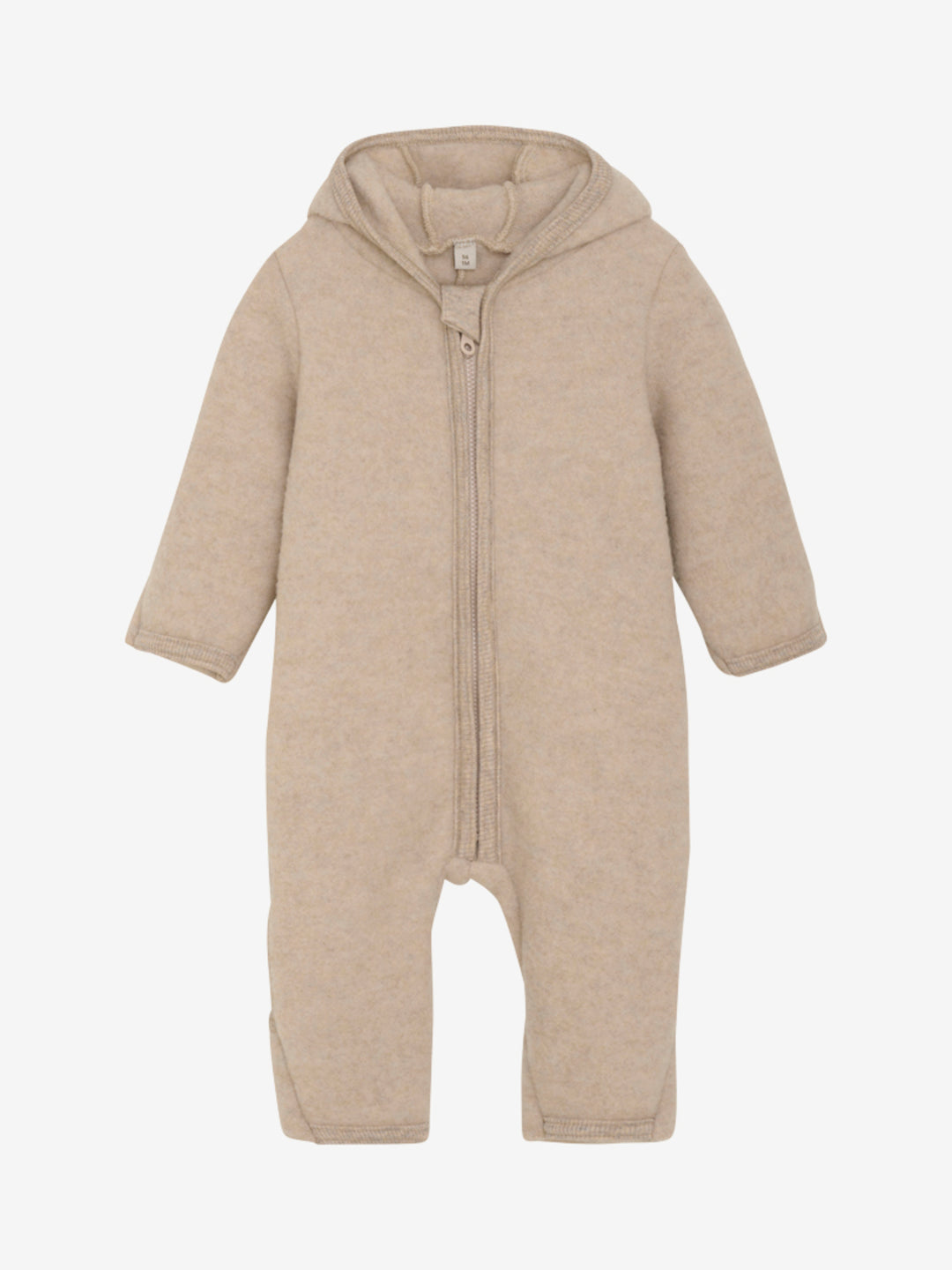 HUTTEliHUT | Pram Suit Ears Wool Fleece - Camel Melange - Torgunns Barneklær AS