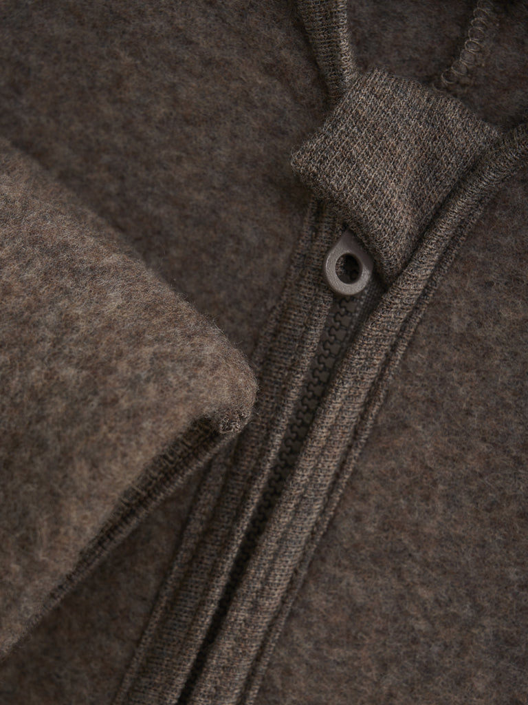 HUTTEliHUT | Pram Suit Ears Wool Fleece - Brown Melange