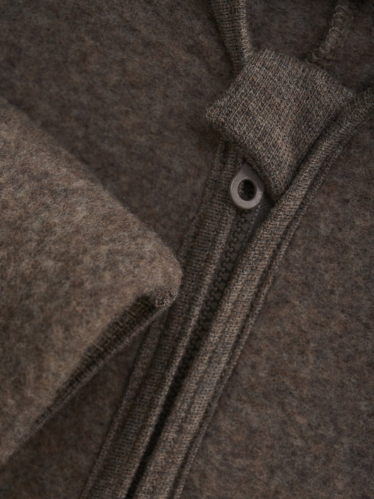 HUTTEliHUT | Pram Suit Ears Wool Fleece - Brown Melange
