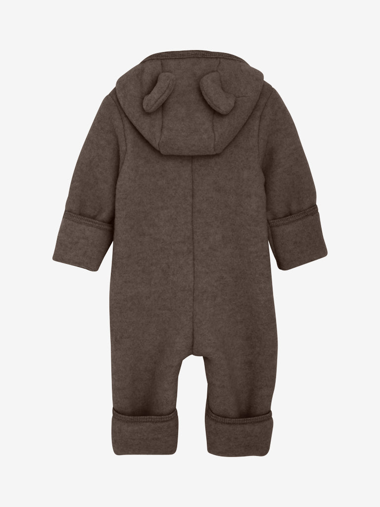 HUTTEliHUT | Pram Suit Ears Wool Fleece - Brown Melange