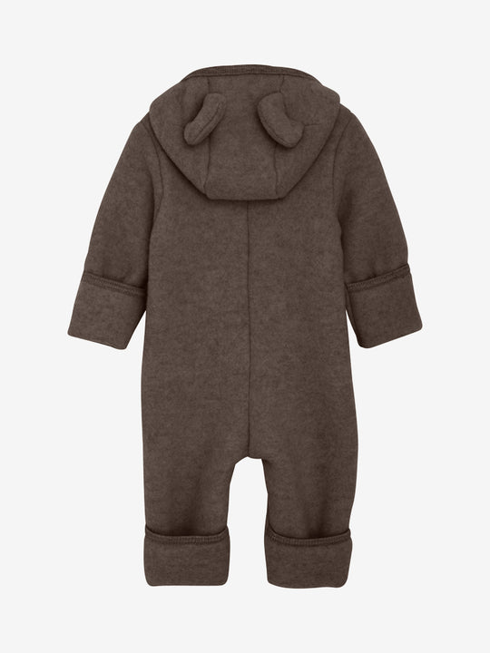HUTTEliHUT | Pram Suit Ears Wool Fleece - Brown Melange