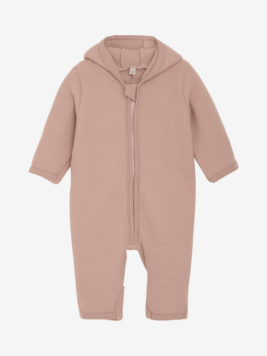 HUTTEliHUT | Pram Suit Ears Wool Fleece - Mahogany Rose