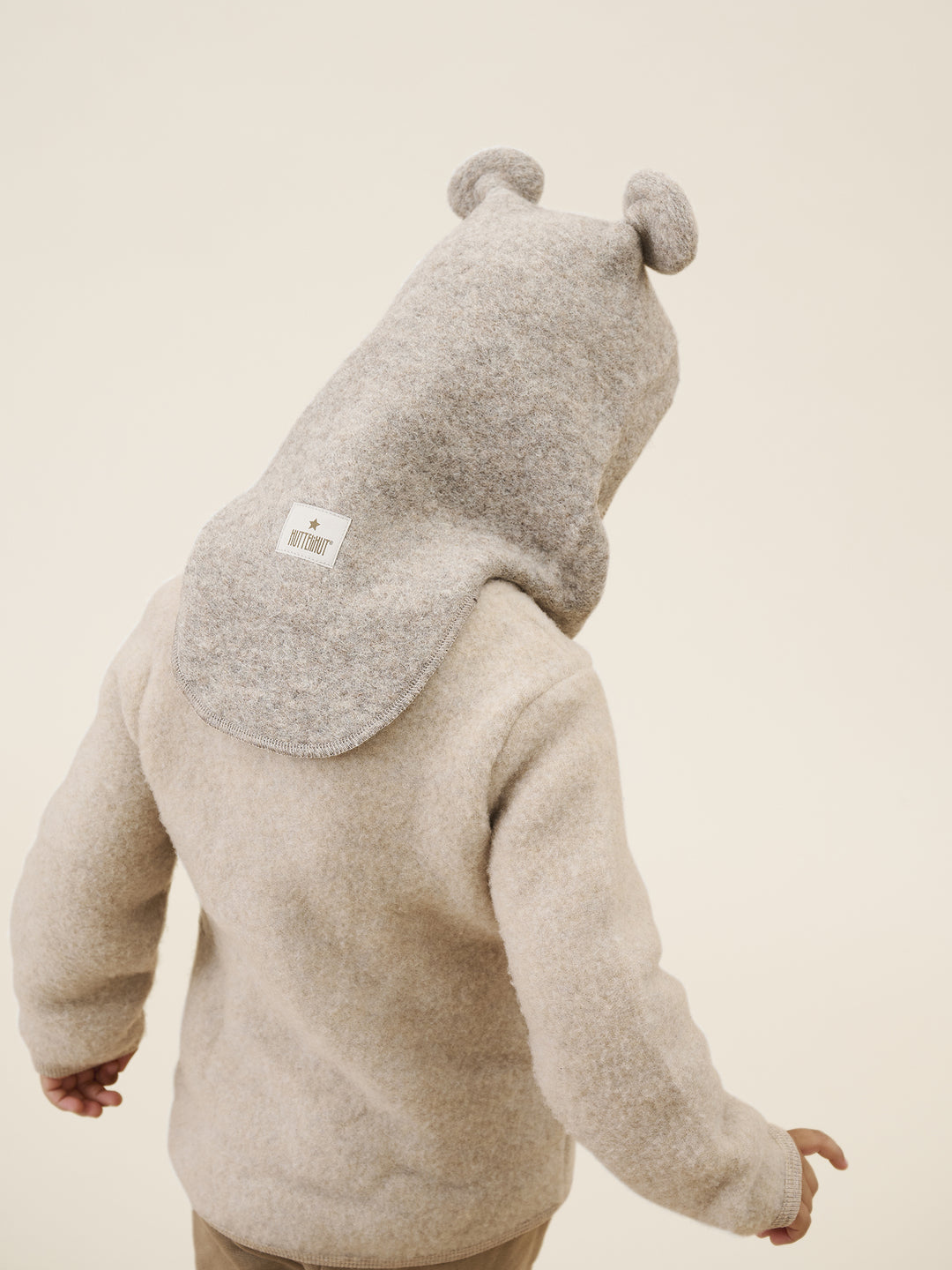 HUTTEliHUT | Jacket Ears Wool Fleece - Camel Melange - Torgunns Barneklær AS
