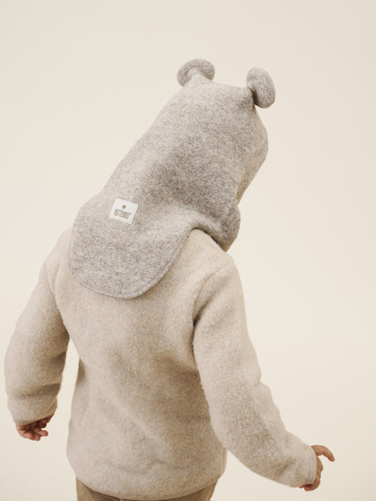 HUTTEliHUT | Jacket Ears Wool Fleece - Camel Melange - Torgunns Barneklær AS