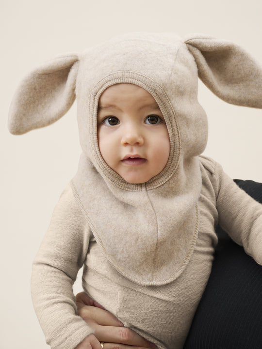 HUTTEliHUT | Balaclava Ears Wool Fleece - Camel Melange - Torgunns Barneklær AS