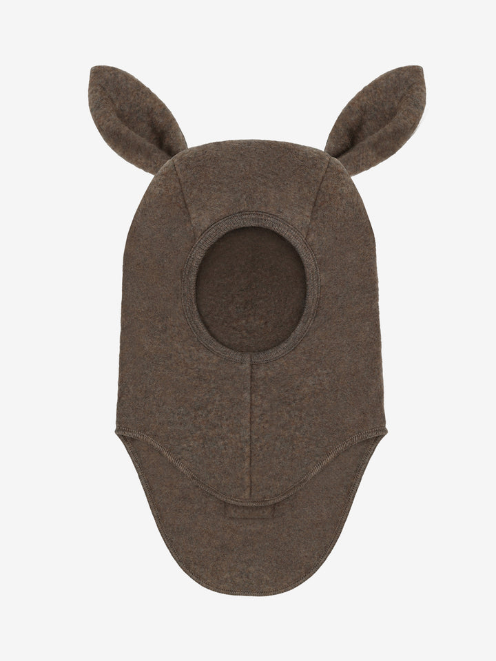 HUTTEliHUT | Ullfleece Balaclava m/kaninører - Brown Melange
