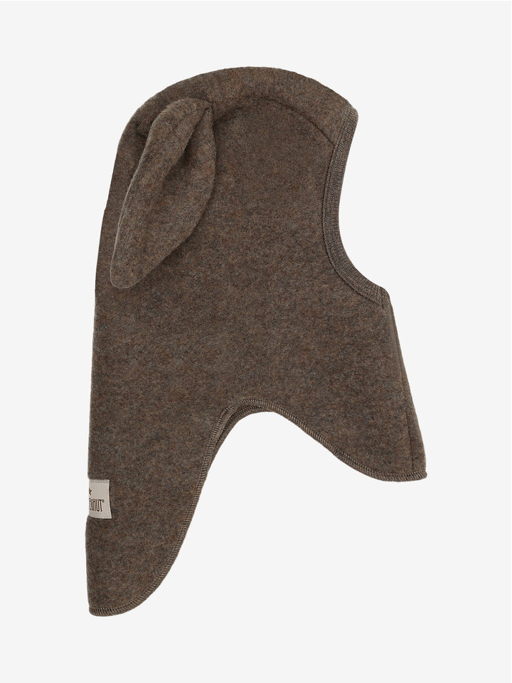 HUTTEliHUT | Ullfleece Balaclava m/kaninører - Brown Melange