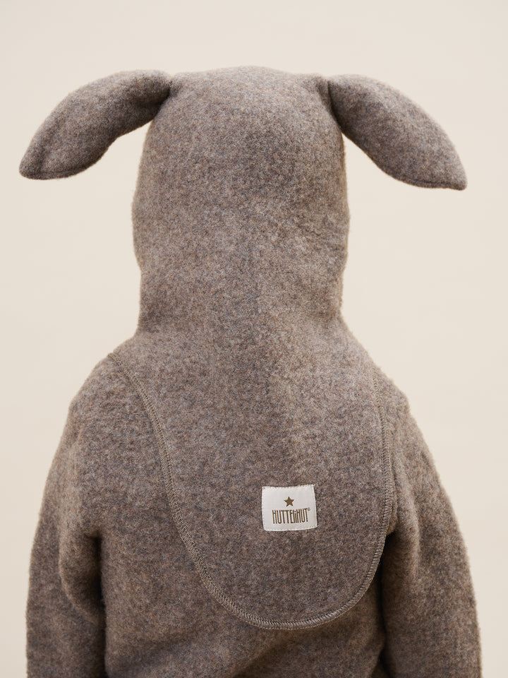 HUTTEliHUT | Ullfleece Balaclava m/kaninører - Brown Melange