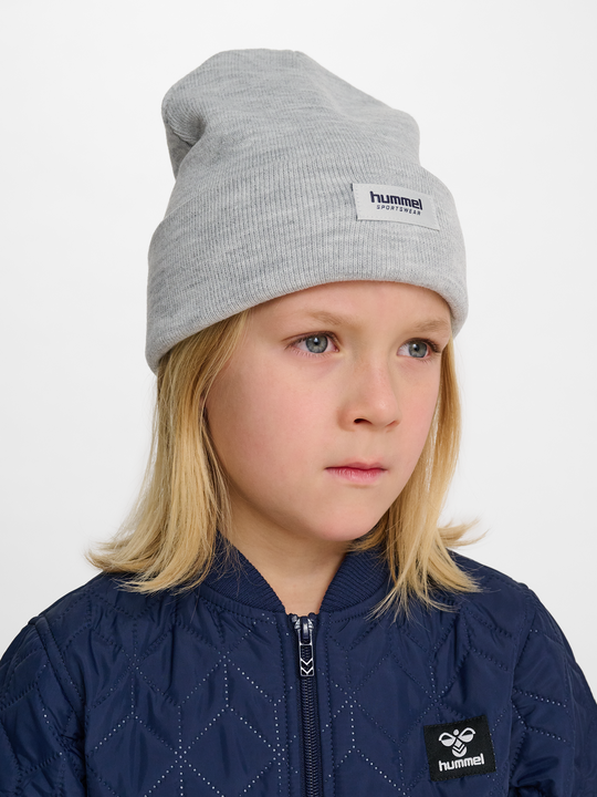 hummel hmlJR KNIT BEANIE - LIGHT GREY MELANGE - Torgunns Barneklær AS