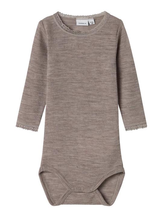 name it baby WANG WOOL NEEDLE LS BODY SOLID NOOS - Satellite - Torgunns Barneklær AS