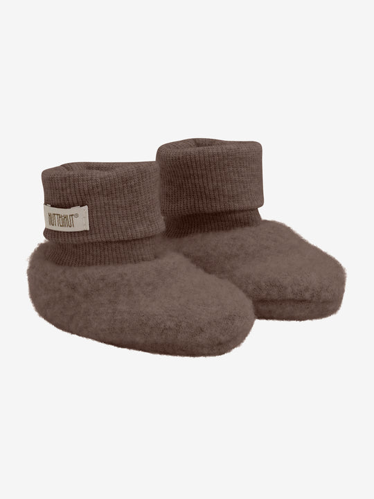 HUTTEliHUT | Footies Wool Fleece 2-layer - Brown Melange - Torgunns Barneklær AS