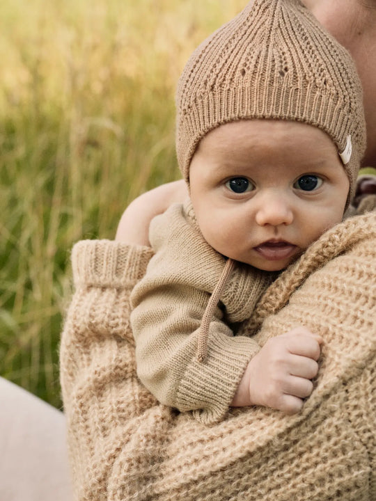 Lil' Atelier Baby WOOL NALIO KNIT SUIT - Safari Melange - Torgunns Barneklær AS