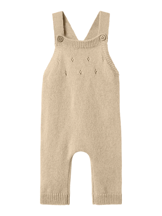 Lil' Atelier Baby WOOL NALIO KNIT OVERALL - Safari Melange - Torgunns Barneklær AS