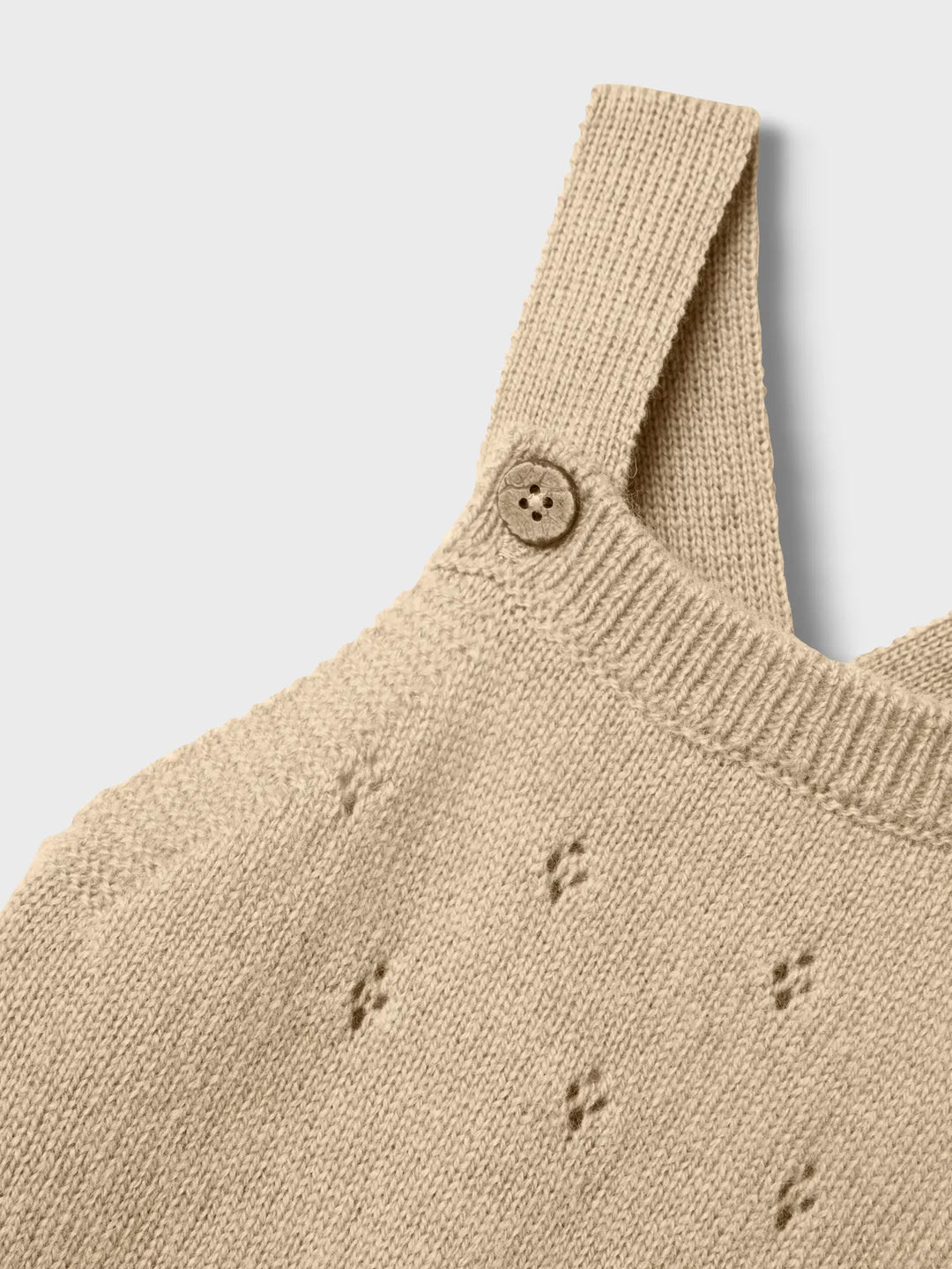 Lil' Atelier Baby WOOL NALIO KNIT OVERALL - Safari Melange - Torgunns Barneklær AS