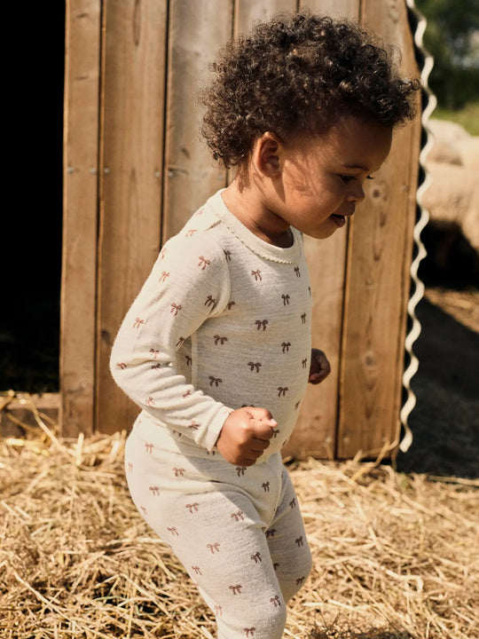Lil' Atelier Baby WOOL NALU SLIM LEGGING NOOS - Turtledove Melange | Bow - Torgunns Barneklær AS